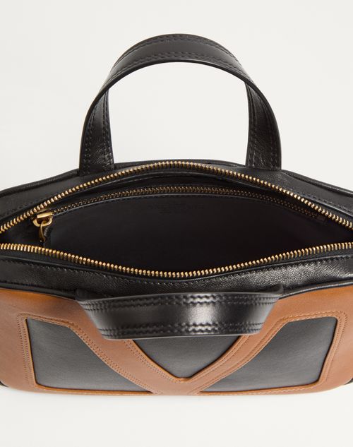 Valentino Garavani - Valentino Garavani Viva Superstar Nappa Handbag - Black/spice - Woman - Top Handle Bags